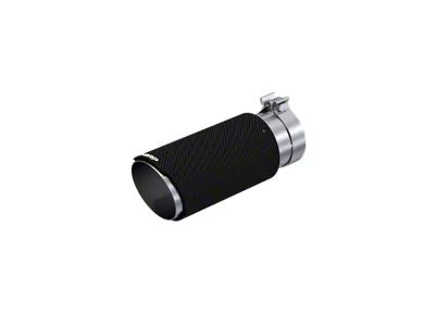 MBRP Angled Cut Round Exhaust Tip; 5-Inch; Carbon Fiber (Fits 4-Inch Tailpipe)