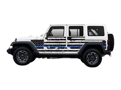 MEK Magnet Removable Body Armor; Thin Blue Line (07-18 Jeep Wrangler JK 4-Door)