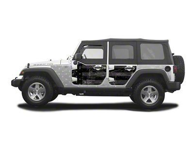 MEK Magnet Removable Half Door Body Armor; Black Flag (07-18 Jeep Wrangler JK 4-Door)