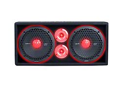 Memphis Audio SRX Pro Full Range Vented Enclosure with Dual 10-Inch Subwoofers and Tweeters; Carpeted (Universal; Some Adaptation May Be Required)