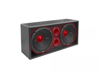 Memphis Audio SRX Pro Full Range Vented Enclosure with Dual 10-Inch Subwoofers and Tweeters; Painted (Universal; Some Adaptation May Be Required)