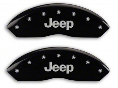 MGP Brake Caliper Covers with Jeep Grille Logo; Black; Front and Rear (03-06 Jeep Wrangler TJ w/ Rear Disc Brakes)