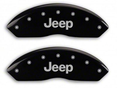 MGP Brake Caliper Covers with Jeep Logo; Black; Front and Rear (07-18 Jeep Wrangler JK)