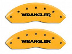 MGP Brake Caliper Covers with Wrangler Logo; Yellow; Front and Rear (07-18 Jeep Wrangler JK)