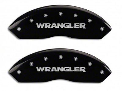 MGP Brake Caliper Covers with Jeep Wrangler Logo; Black; Front and Rear (07-18 Jeep Wrangler JK)