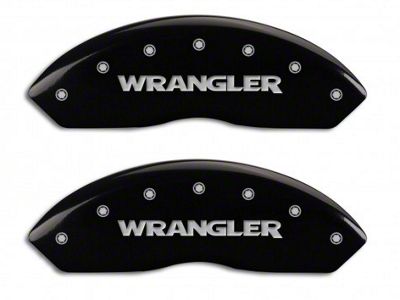 MGP Brake Caliper Covers with MOPAR Logo; Black; Front and Rear (03-06 Jeep Wrangler TJ w/ Rear Disc Brakes)