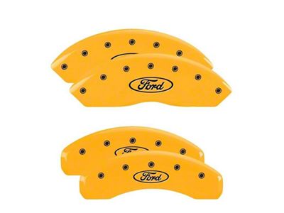 MGP Brake Caliper Covers with Ford Oval Logo; Yellow; Front and Rear (21-25 Bronco)
