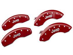 MGP Brake Caliper Covers with Jeep Logo; Red; Front and Rear (07-18 Jeep Wrangler JK)