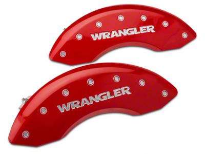MGP Brake Caliper Covers with Jeep Wrangler Logo; Red; Front Only (87-06 Jeep Wrangler YJ & TJ)