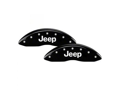 MGP Brake Caliper Covers with Jeep Grille Logo; Black; Front and Rear (14-23 Jeep Cherokee KL w/ Single Piston Front Calipers)