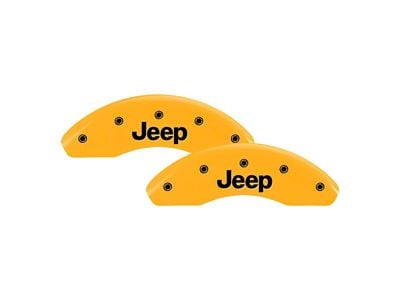 MGP Brake Caliper Covers with Jeep Grille Logo; Yellow; Front and Rear (14-23 Jeep Cherokee KL w/ Single Piston Front Calipers)