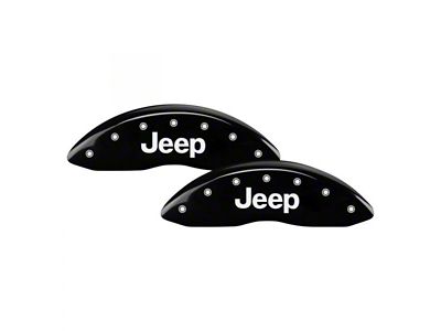 MGP Brake Caliper Covers with Jeep Grille Logo; Black; Front and Rear (20-25 Jeep Gladiator JT)