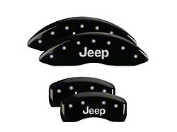 MGP Brake Caliper Covers with Jeep Logo; Black; Front and Rear (20-26 Jeep Gladiator JT w/o eTorque)