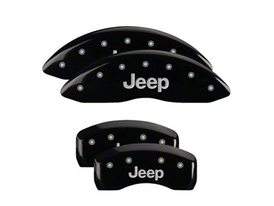 MGP Brake Caliper Covers with Jeep Logo; Black; Front and Rear (20-25 Jeep Gladiator JT)