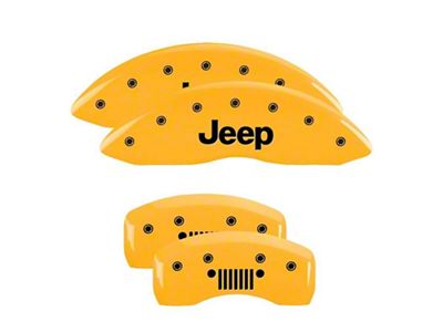 MGP Brake Caliper Covers with Jeep Grille Logo; Yellow; Front and Rear (20-25 Jeep Gladiator JT)