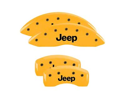 MGP Brake Caliper Covers with Jeep Logo; Yellow; Front and Rear (20-25 Jeep Gladiator JT)