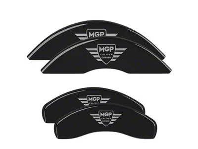 MGP Brake Caliper Covers with MGP Logo; Black; Front and Rear (22-25 Jeep Grand Cherokee WL w/ Vented Rear Rotors)