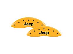 MGP Brake Caliper Covers with Jeep Grille Logo; Yellow; Front and Rear (11-21 Jeep Grand Cherokee WK2, Excluding SRT8 & Trackhawk)