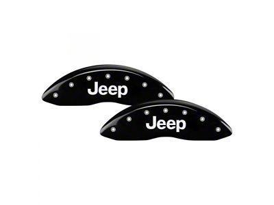 MGP Brake Caliper Covers with Jeep Grille Logo; Black; Front and Rear (18-25 2.0L or 3.6L Jeep Wrangler JL w/ eTorque)