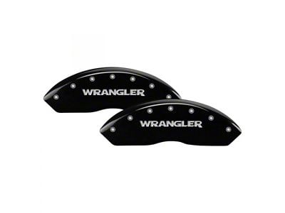MGP Brake Caliper Covers with Wrangler Logo; Black; Front and Rear (18-25 2.0L or 3.6L Jeep Wrangler JL w/ eTorque)