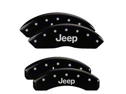 MGP Brake Caliper Covers with Jeep Logo; Black; Front and Rear (18-25 Jeep Wrangler JL)