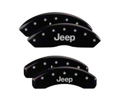 MGP Brake Caliper Covers with Jeep Logo; Black; Front and Rear (18-25 Jeep Wrangler JL)