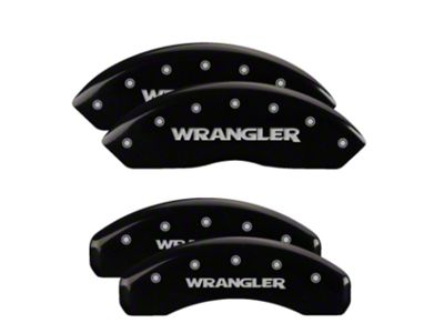 MGP Brake Caliper Covers with Jeep Wrangler Logo; Black; Front and Rear (18-25 Jeep Wrangler JL)