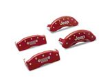 MGP Brake Caliper Covers with Jeep Grille Logo; Red; Front and Rear (18-25 Jeep Wrangler JL)