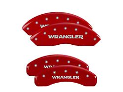 MGP Brake Caliper Covers with Jeep Wrangler Logo; Red; Front and Rear (18-26 Jeep Wrangler JL, Excluding 4xe & Rubicon 392)