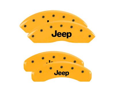 MGP Brake Caliper Covers with Jeep Logo; Yellow; Front and Rear (18-25 Jeep Wrangler JL)