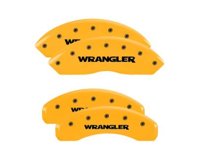 MGP Brake Caliper Covers with Jeep Wrangler Logo; Yellow; Front and Rear (18-25 Jeep Wrangler JL)