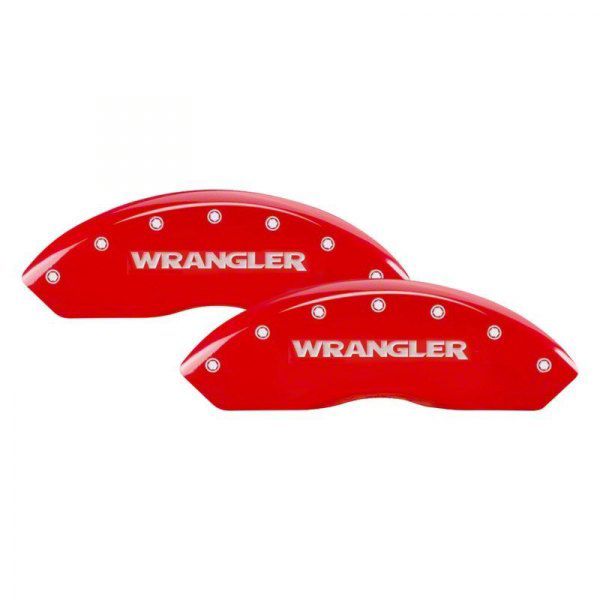 MGP Jeep Wrangler Brake Caliper Covers with Wrangler Logo; Red; Front