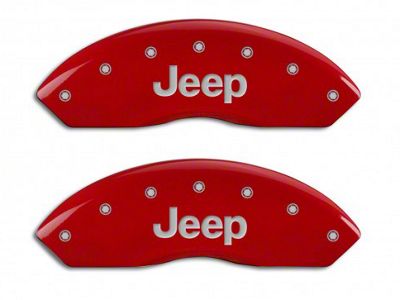 MGP Brake Caliper Covers with Jeep Logo; Red; Front and Rear (03-06 Jeep Wrangler TJ w/ Rear Disc Brakes)