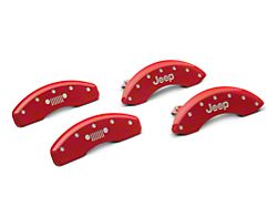 MGP Brake Caliper Covers with Jeep Logo; Red; Front and Rear (07-18 Jeep Wrangler JK)