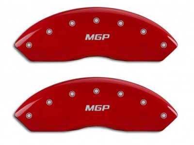 MGP Brake Caliper Covers with MGP Logo; Red; Front and Rear (03-06 Jeep Wrangler TJ w/ Rear Disc Brakes)