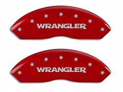 MGP Brake Caliper Covers with MOPAR Logo; Red; Front and Rear (03-06 Jeep Wrangler TJ w/ Rear Disc Brakes)