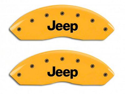 MGP Brake Caliper Covers with Jeep Logo; Yellow; Front and Rear (07-18 Jeep Wrangler JK)