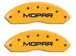 MGP Brake Caliper Covers with MOPAR Logo; Yellow; Front and Rear (03-06 Jeep Wrangler TJ w/ Rear Disc Brakes)