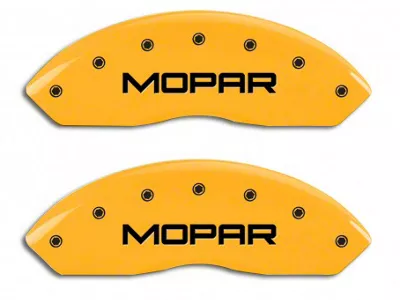 MGP Brake Caliper Covers with MOPAR Logo; Yellow; Front and Rear (07-18 Jeep Wrangler JK)