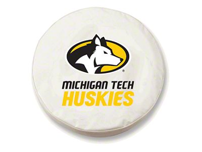 Michigan Tech University Spare Tire Cover; White (66-18 Jeep CJ5, CJ7, Wrangler YJ, TJ & JK)