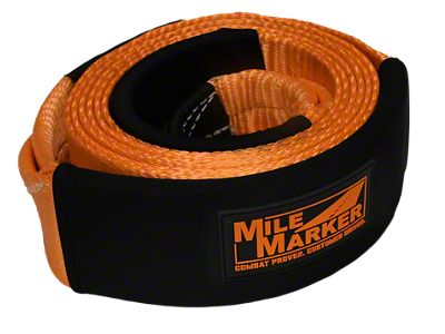 Mile Marker 3-Inch x 15-Foot Orange Tow Strap; 30,000 lb.