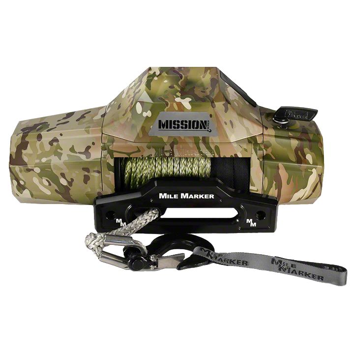 Mile Marker Tacoma 8,000 lb. Mission Winch with Black Synthetic Rope ...