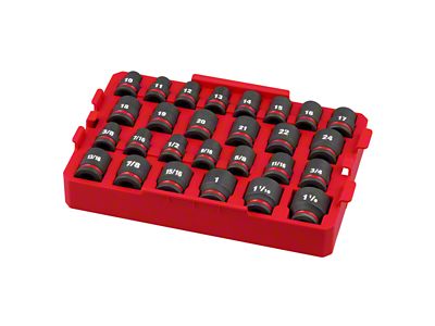 Milwaukee Tool SHOCKWAVE Impact Duty Socket 1/2-Inch Drive SAE TRAY Set; 27-Piece
