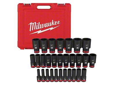 Milwaukee Tool SHOCKWAVE Impact Duty 1/2-Inch Drive Metric Deep 6-Point Socket Set; 29-Piece