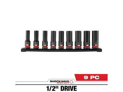Milwaukee Tool SHOCKWAVE Impact Duty 1/2-Inch Drive Metric Deep 6-Point Socket Set; 9-Piece