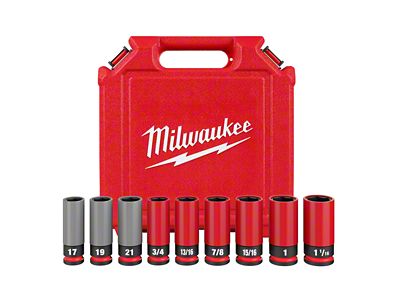 Milwaukee Tool SHOCKWAVE Impact Duty 1/2-Inch Drive SAE and Metric Lug Nut Wheel Socket Set; 9-Piece