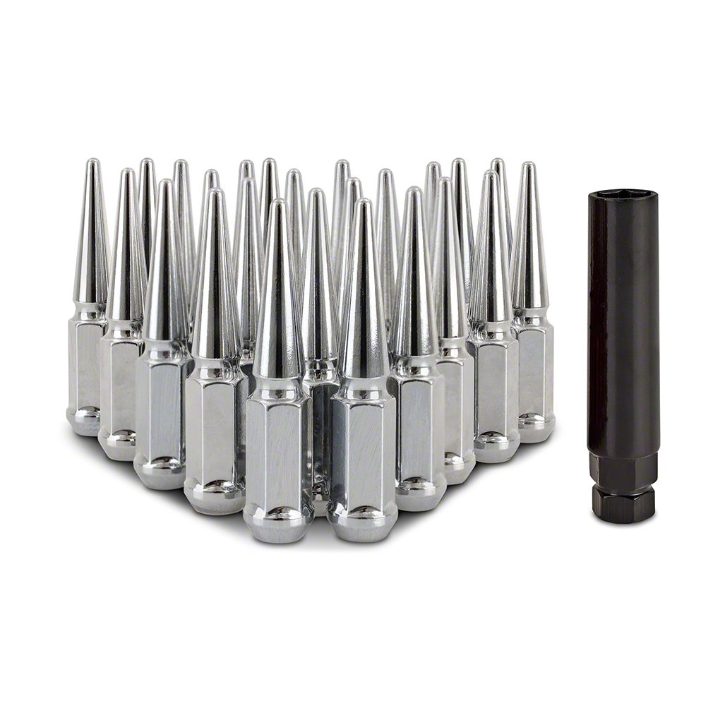 20-Pack Black Spike Lug Nuts For Chevy S-10 – 12mm X 1.50 With Key – Accessories Plus AP-1907BK-SPIKE