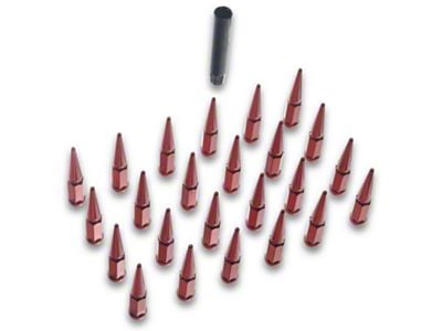 Mishimoto Red Steel Spiked Lug Nuts; M14 x 1.5; Set of 24 (16-24 Titan XD)