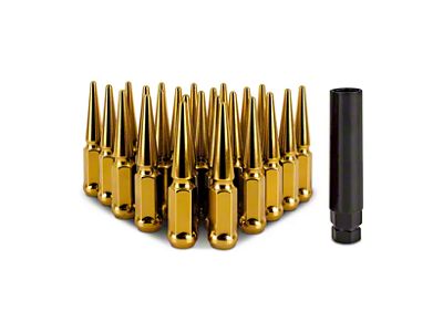 Mishimoto Gold Steel Spiked Lug Nuts; M14 x 1.5; Set of 24 (22-25 Tundra)