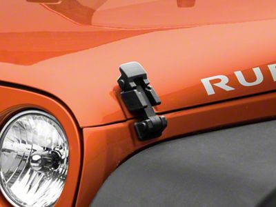 RedRock Hood Catch Kit; Black (07-18 Jeep Wrangler JK)